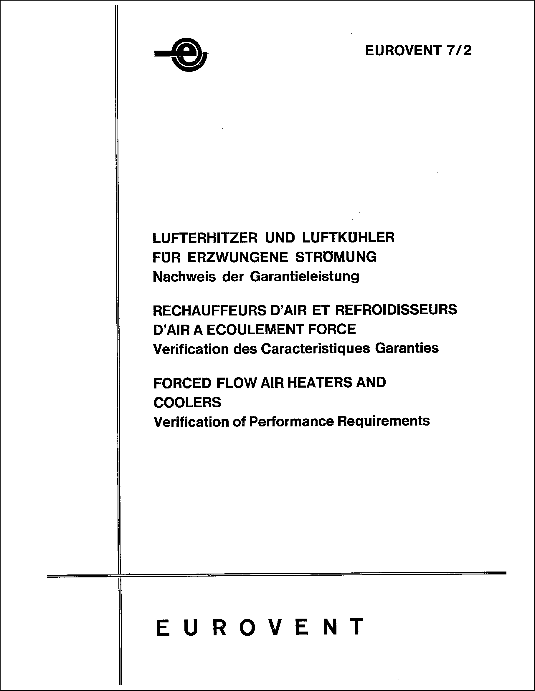 1984 - Forced flow air heaters and coolers: Verification of performance requirements