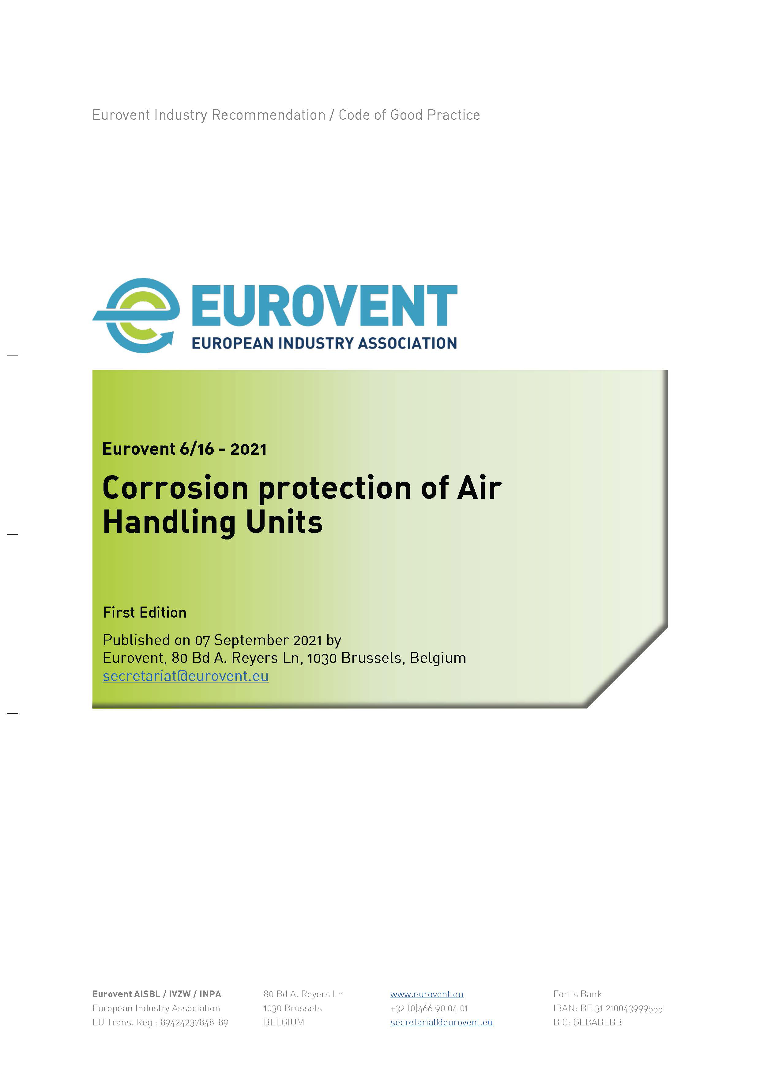 Eurovent 6/16 - 2021: Corrosion Protection of Air Handling Units - First Edition