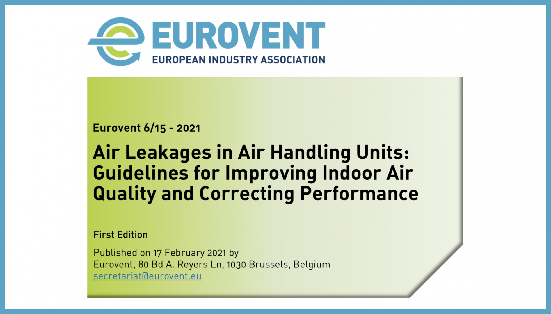 2021 - Eurovent Recommendation on air leakages published