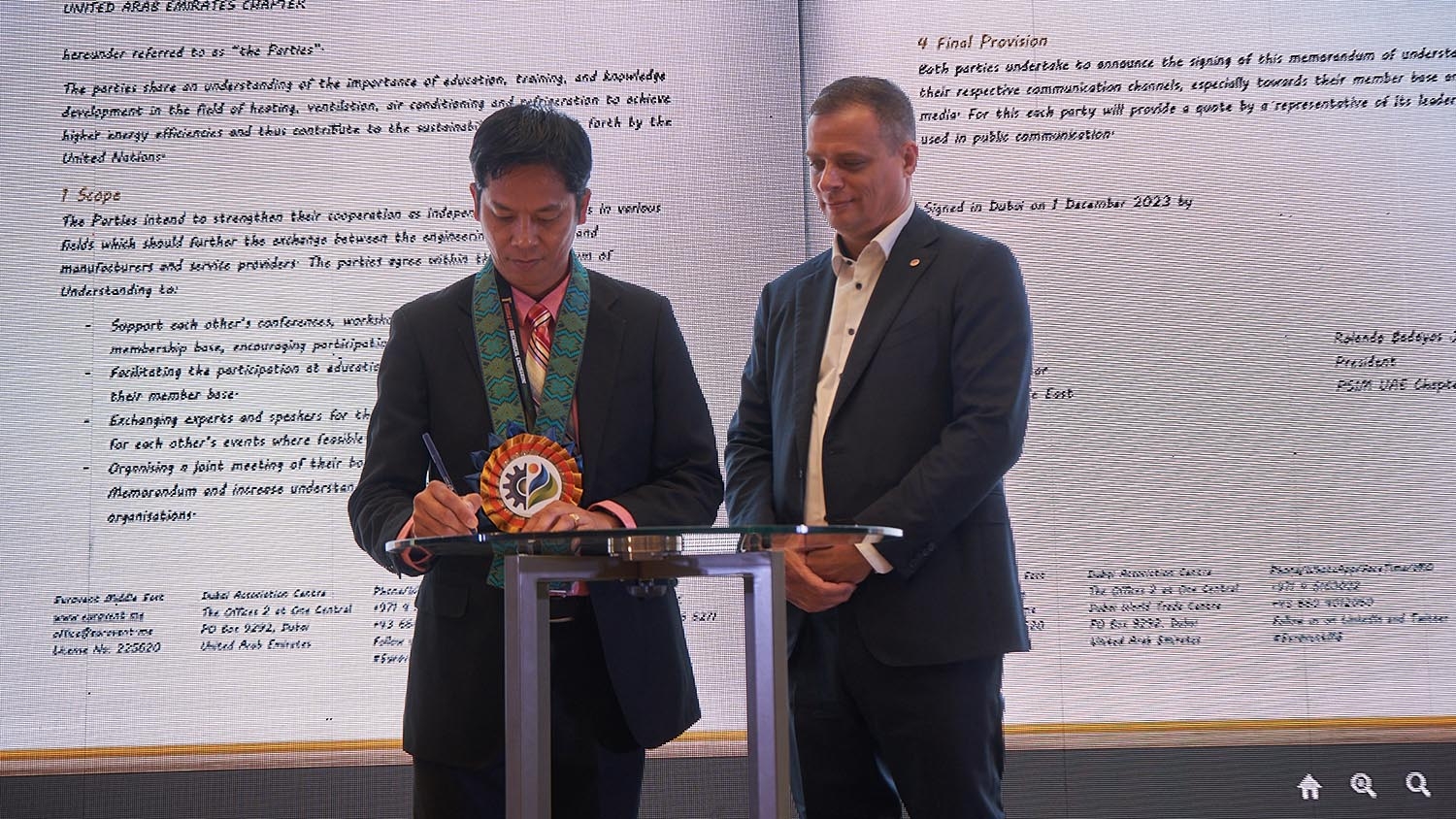 2023 - Eurovent Middle East signs MoU with Philippine Society of Mechanical Engineers
